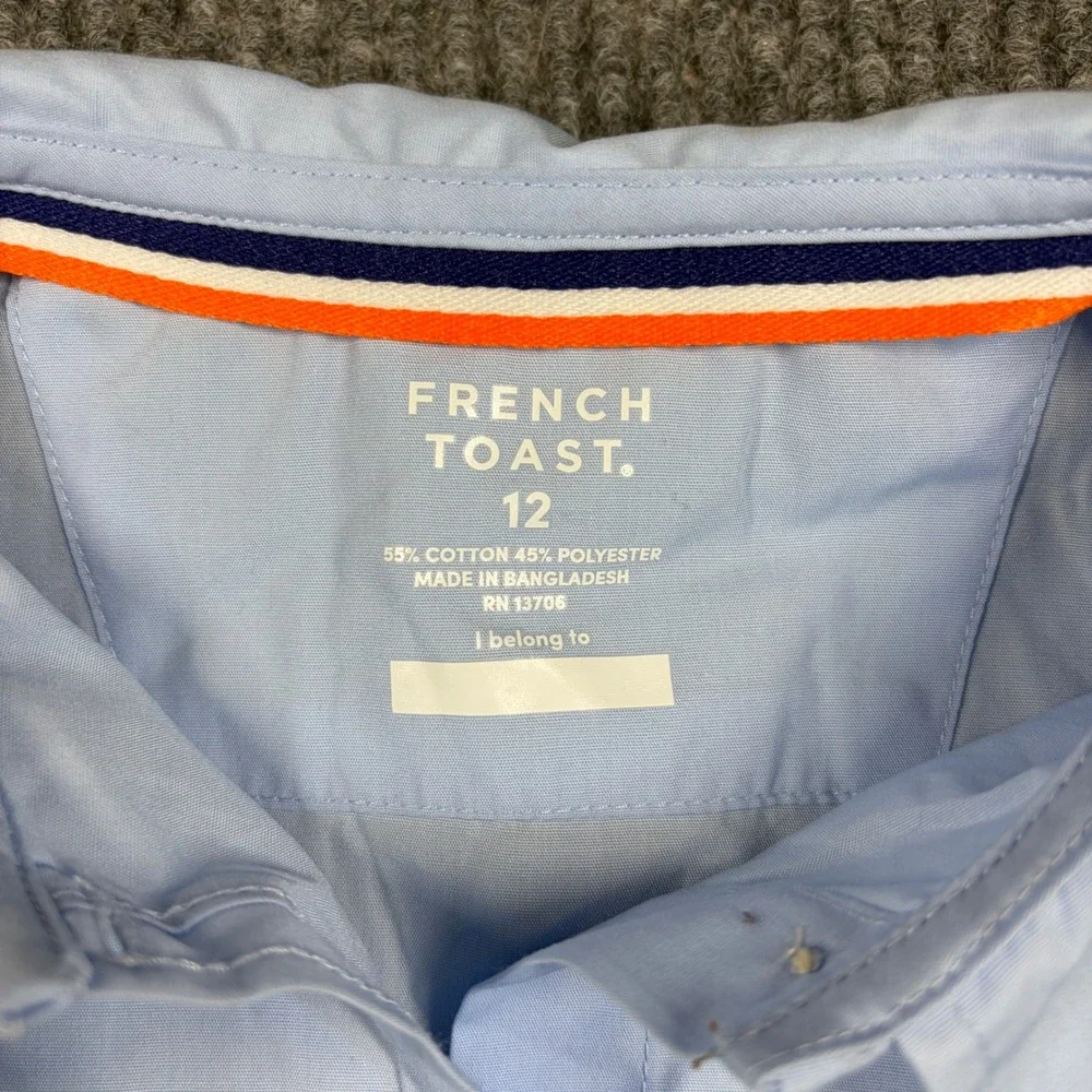 French Toast Girls Blue Short Sleeve Peter Pan Collar‎ School Shirt Size 12